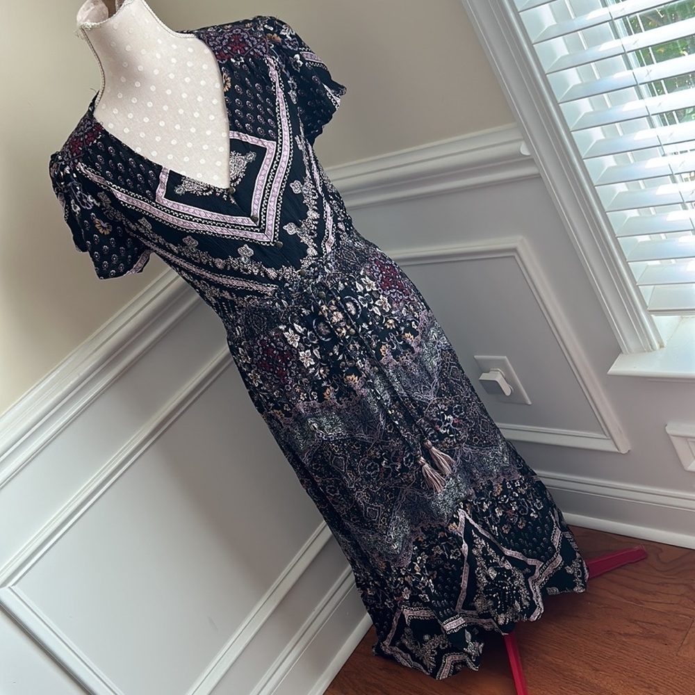 Knox Rose Maxi Boho Button Down Dress Sz M